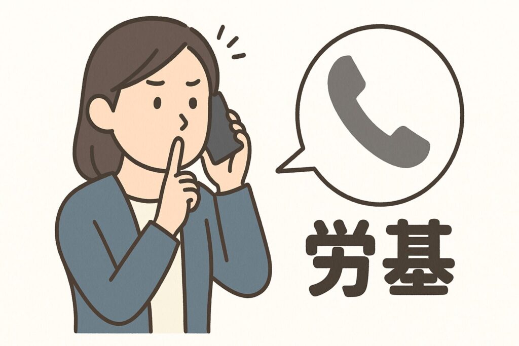 労基にこっそり電話している様子