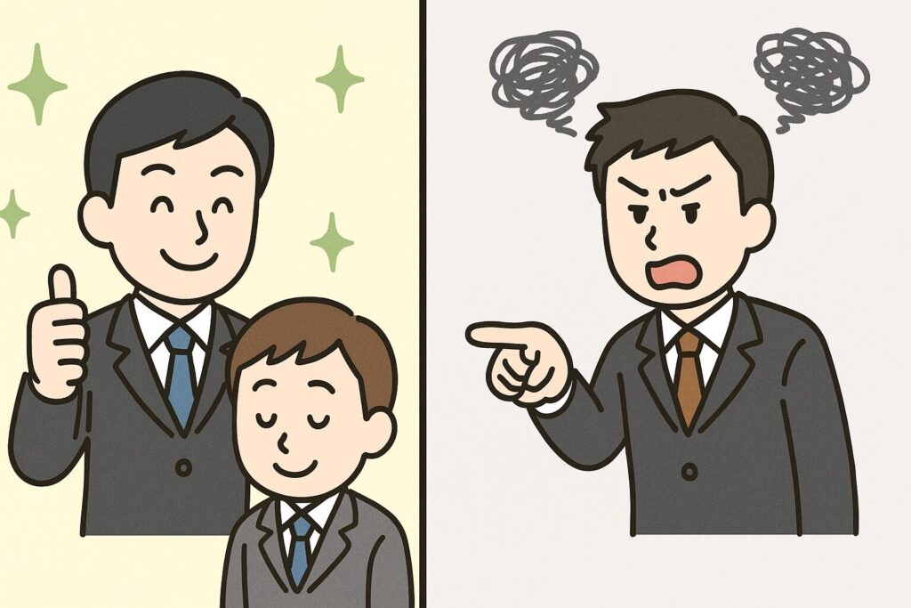良い上司と悪い上司を比較したイラスト