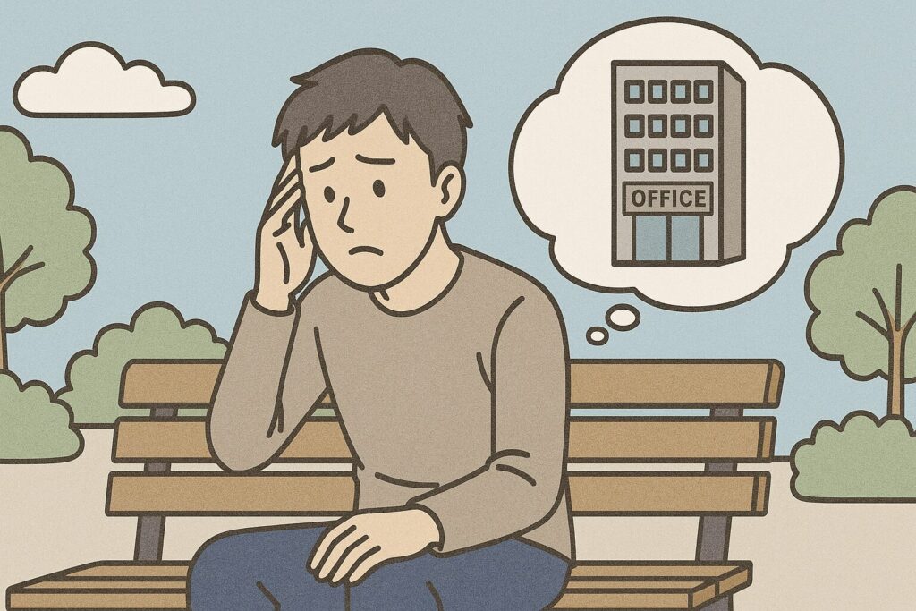 休日も仕事のことを考えてしまい気が休まらない男性